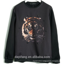 3d tiger head printing men pullover sweatshirt manufacturer